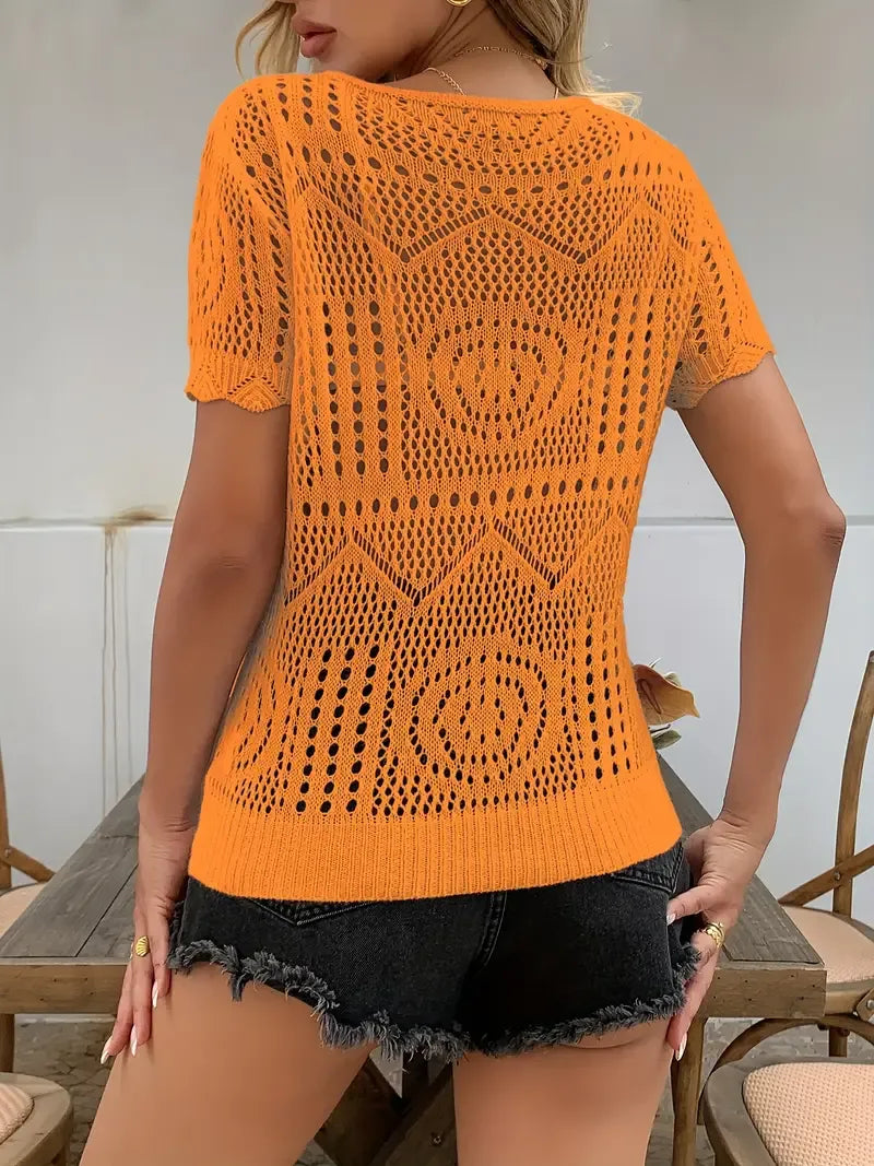 Lime Green Lace Cut-Out Summer Top