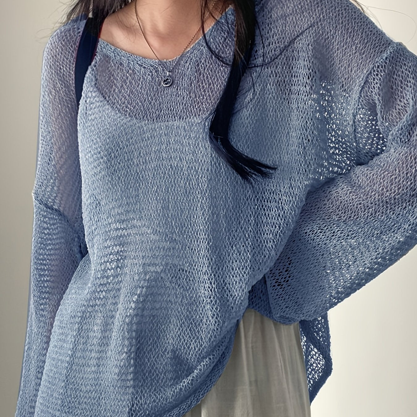 Whisperlight Knit — Airy Long-Sleeve Mesh Pullover