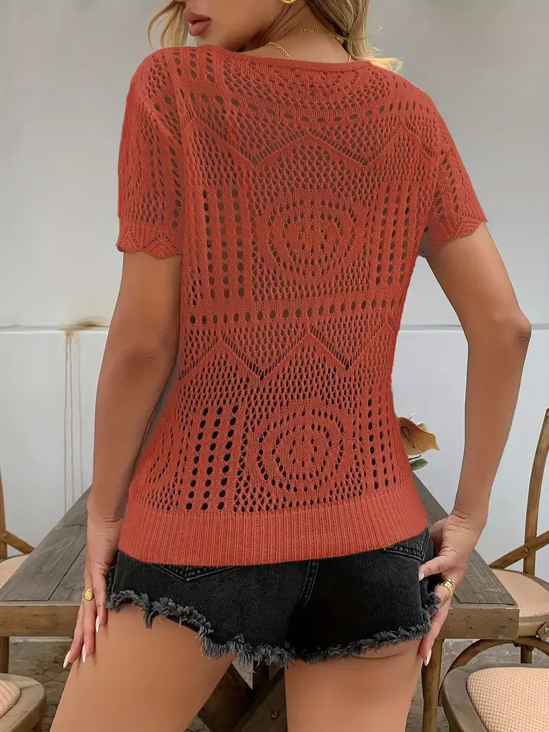Lime Green Lace Cut-Out Summer Top