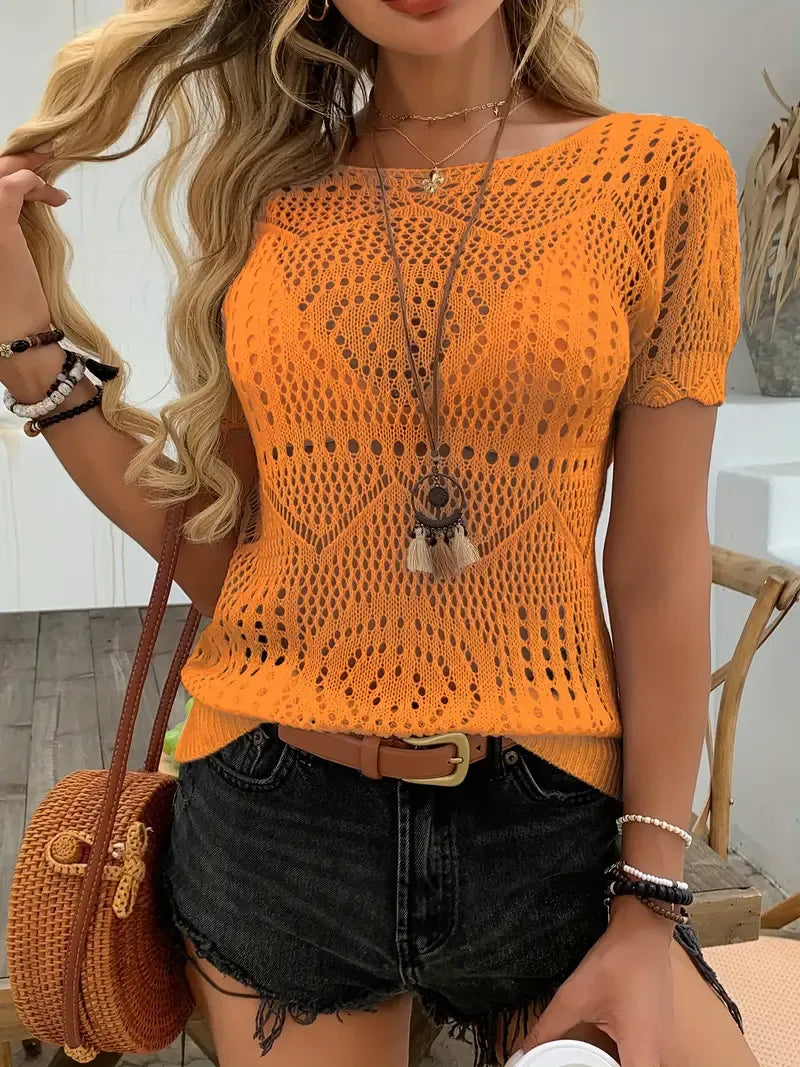 Lime Green Lace Cut-Out Summer Top