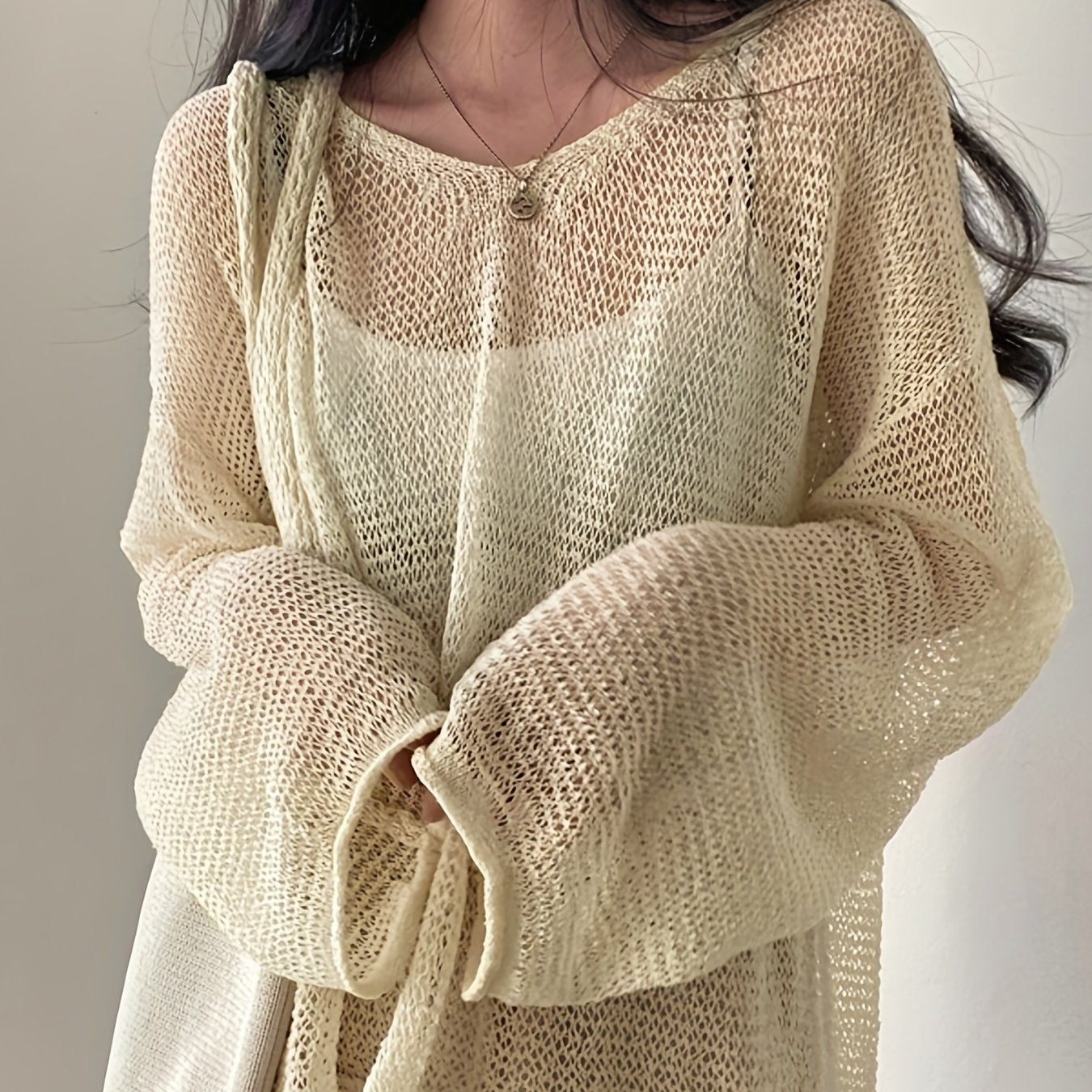 Whisperlight Mesh-Knit Pullover