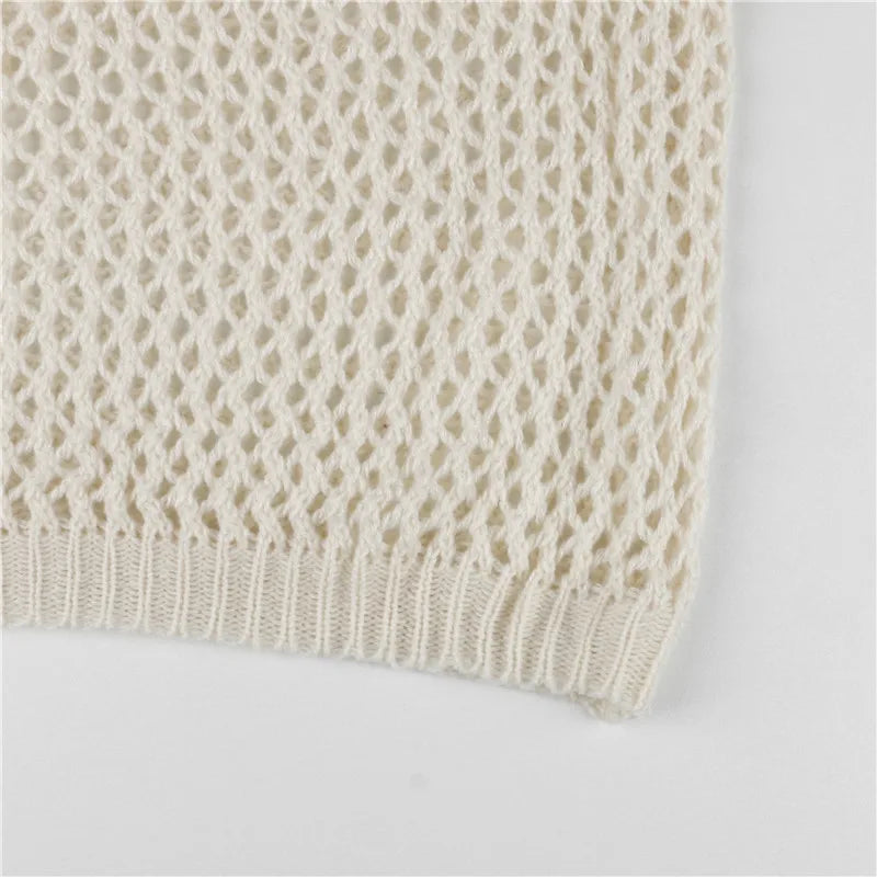 Lumachic Mixed-Mesh Cross Sweater