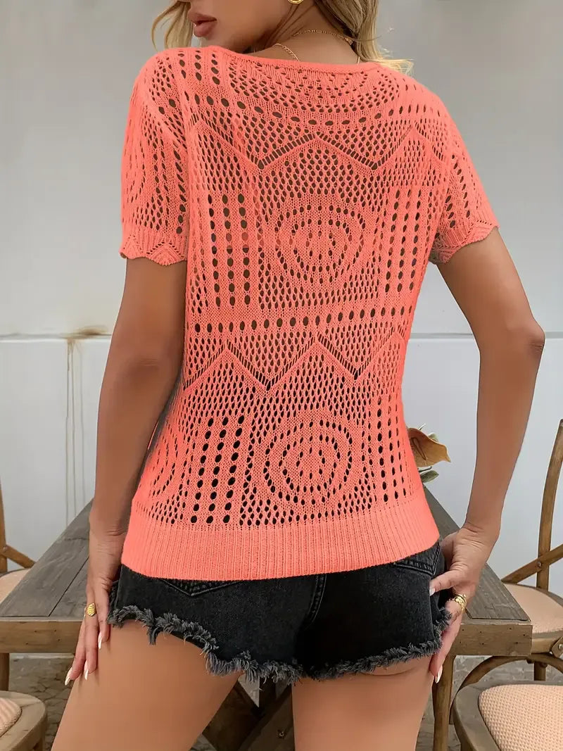 Lime Green Lace Cut-Out Summer Top