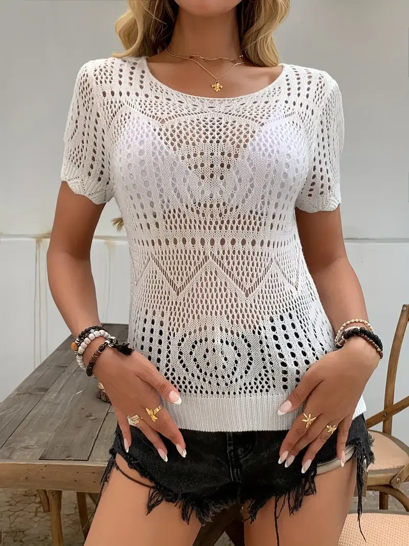 Lime Green Lace Cut-Out Summer Top