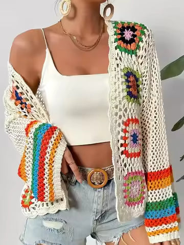 Lumachic Crochet Bell Sleeve Cardigan