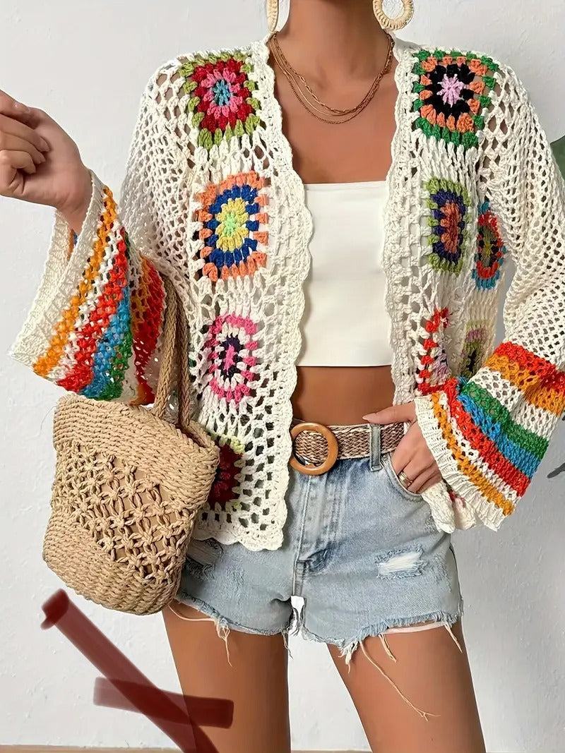 Lumachic Crochet Bell Sleeve Cardigan