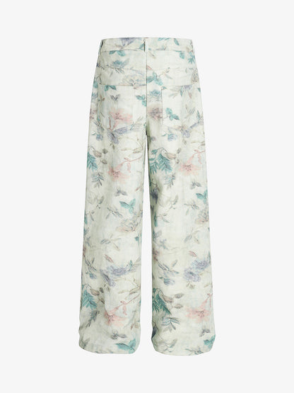 Vintage Floral Print Straight Jeans