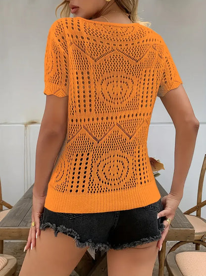 Lime Green Lace Cut-Out Summer Top