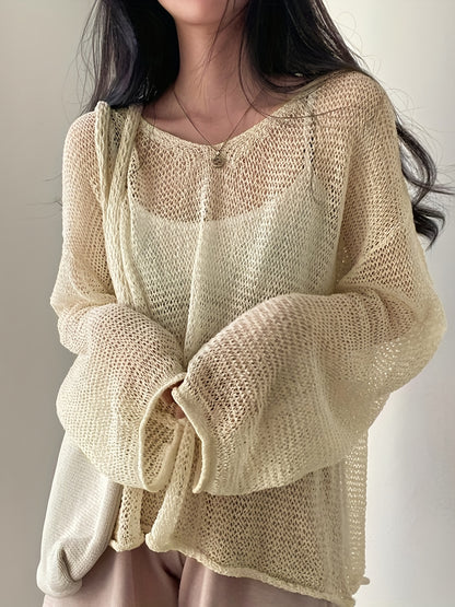 Whisperlight Knit — Airy Long-Sleeve Mesh Pullover