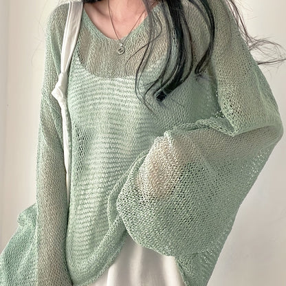 Whisperlight Knit — Airy Long-Sleeve Mesh Pullover
