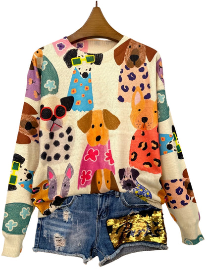 Lumachic Pup Parade Knit Sweater 🐶