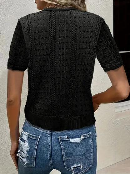 Elegant Short-Sleeve V-Neck Cardigan