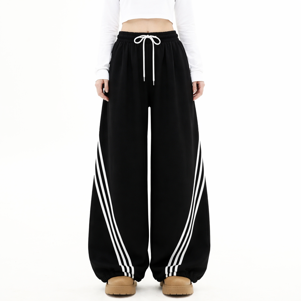 Contrast Tie-Up Barrel Trousers