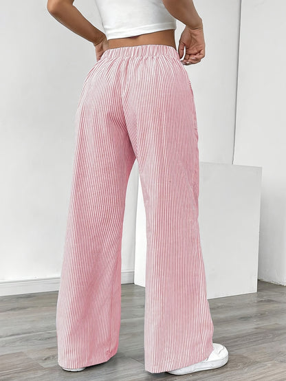 Stripe Wide Leg Pants Mid Rise ( BUY 2 GET 1 FREE)