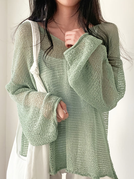 Whisperlight Mesh-Knit Pullover