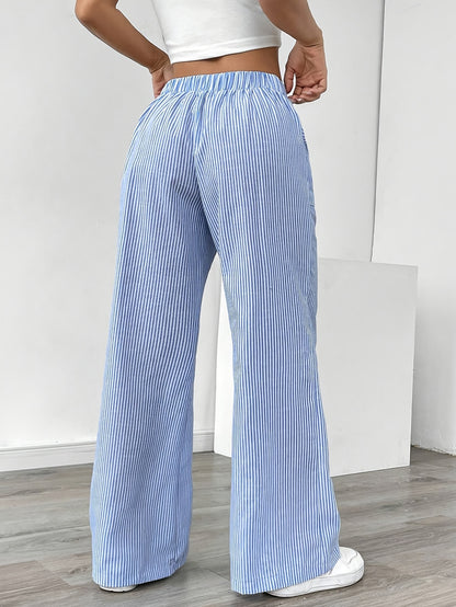 Stripe Wide Leg Pants Mid Rise ( BUY 2 GET 1 FREE)
