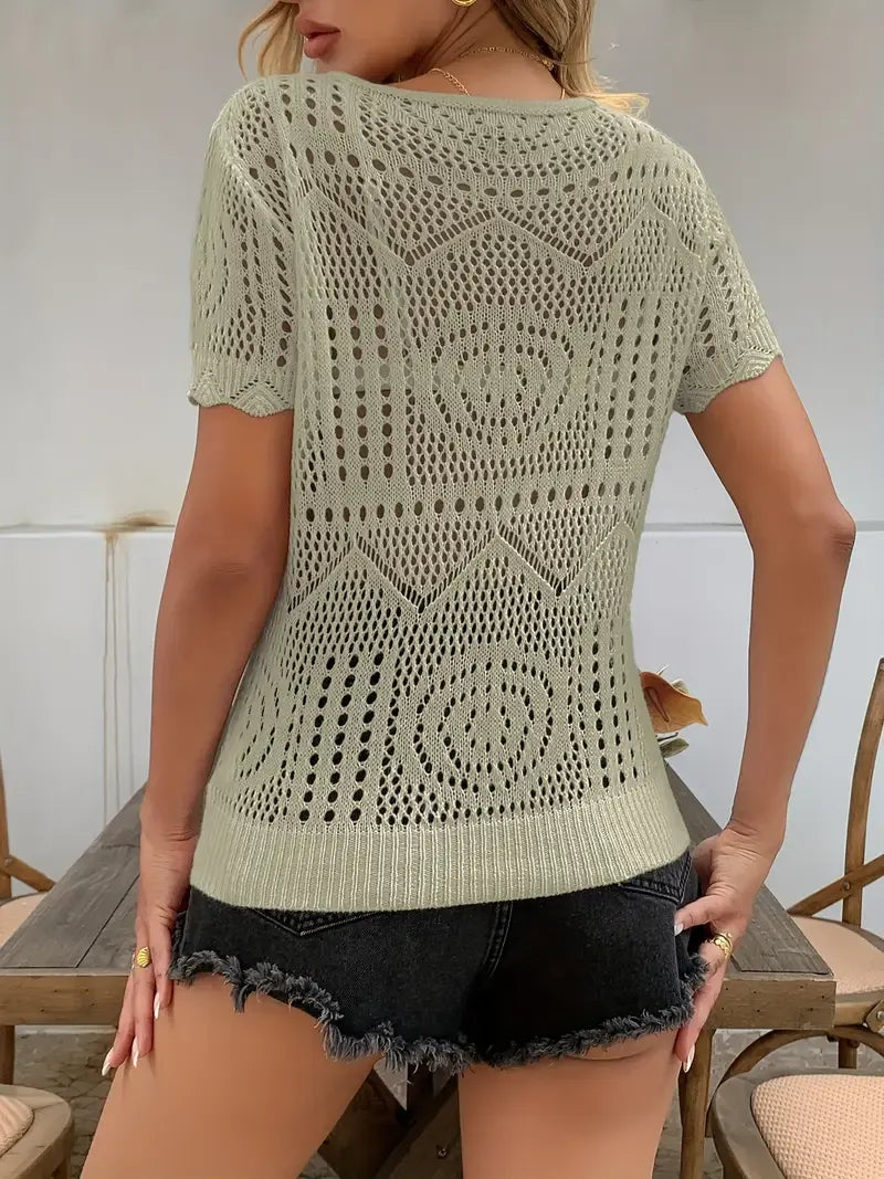 Lime Green Lace Cut-Out Summer Top