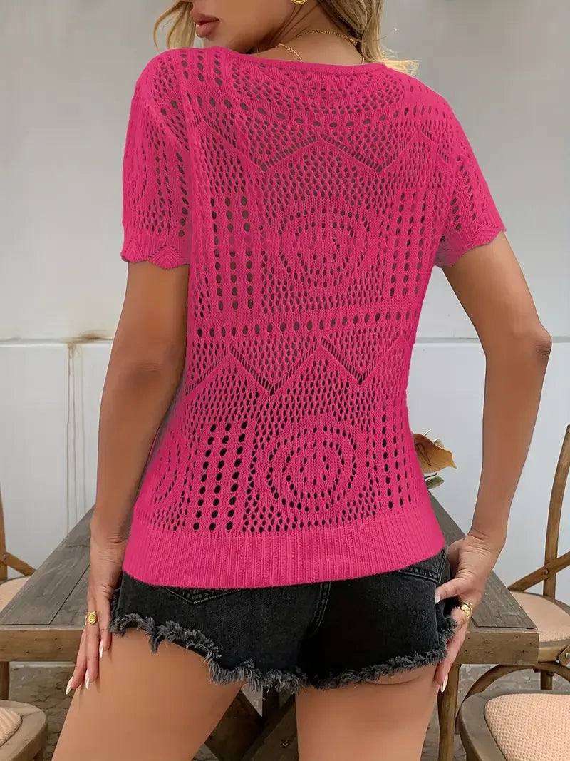 Lime Green Lace Cut-Out Summer Top