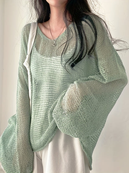 Whisperlight Knit — Airy Long-Sleeve Mesh Pullover