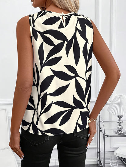 Noir Leaf Sleeveless Top