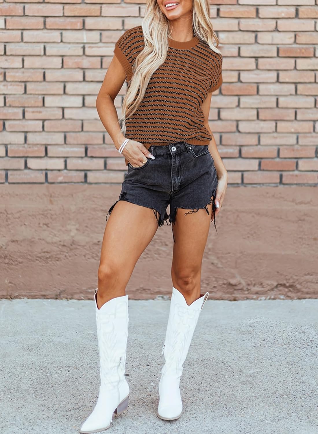 Coastal Stripe Knit Vest