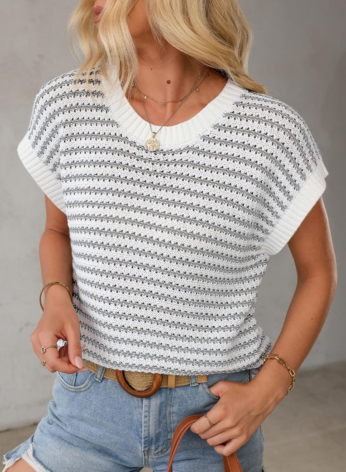 Coastal Stripe Knit Vest