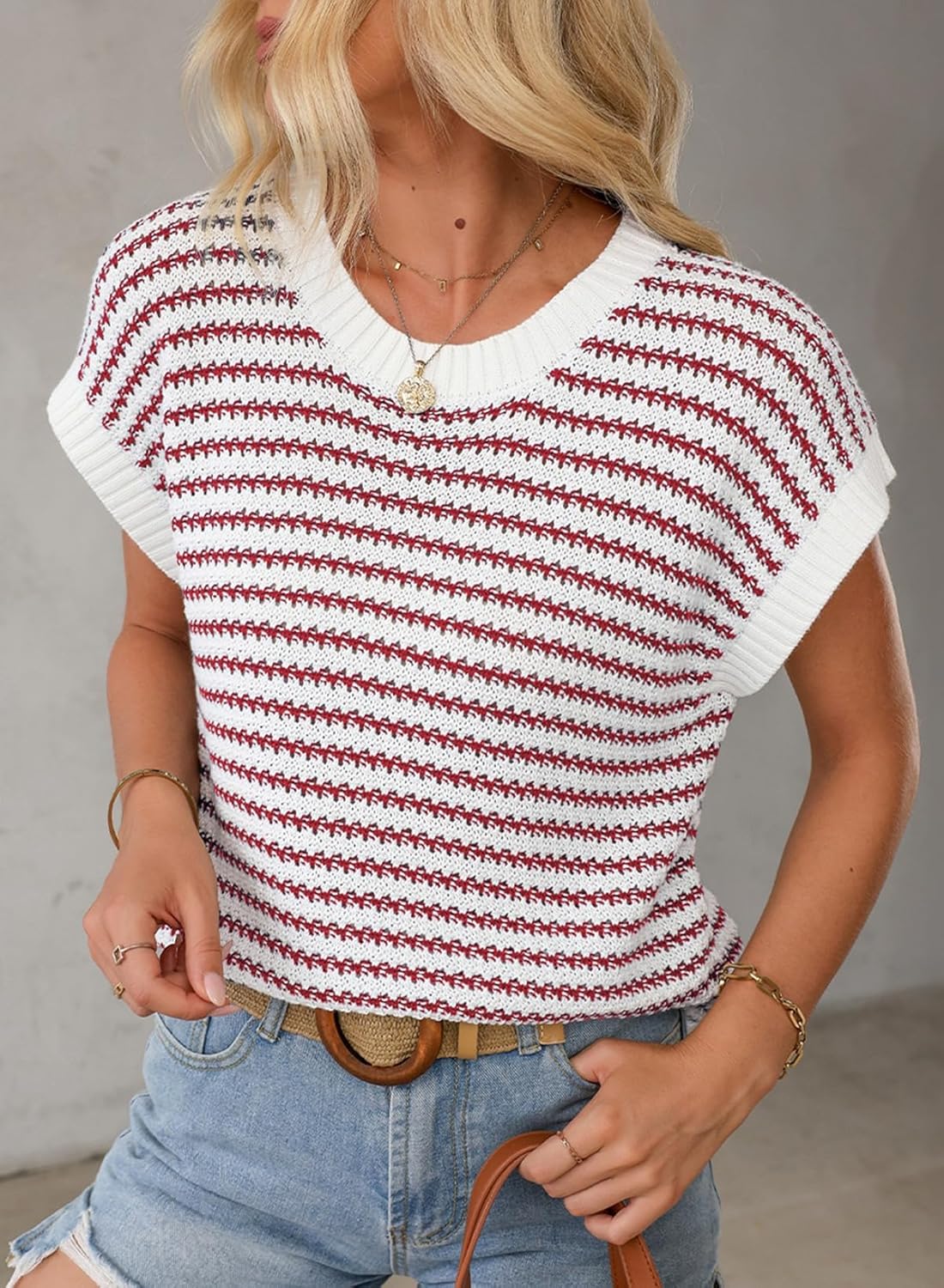 Coastal Stripe Knit Vest