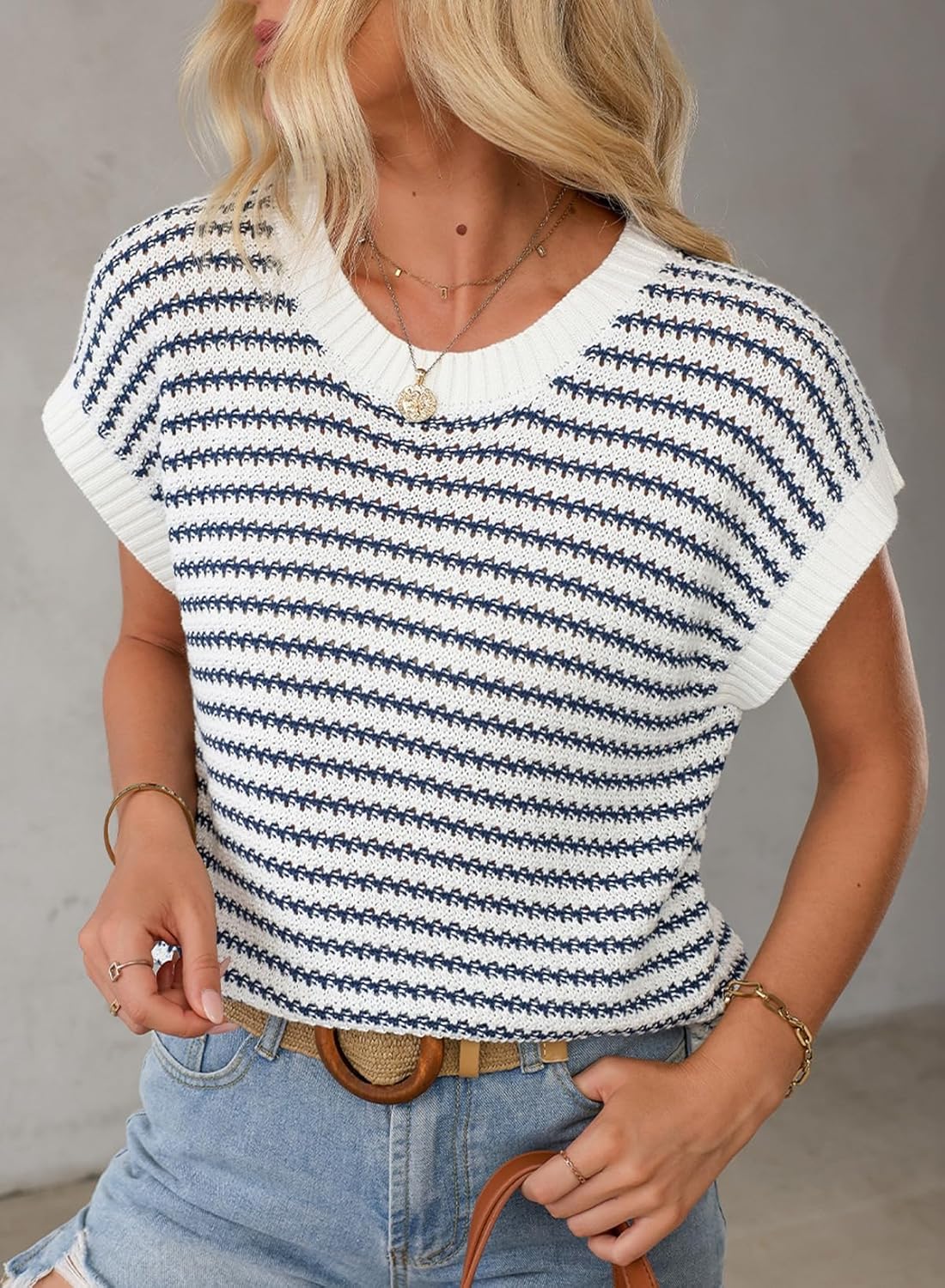 Coastal Stripe Knit Vest