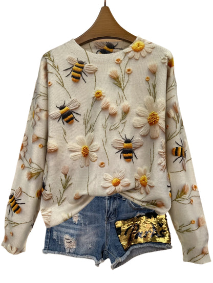 Lumachic Daisy & Bee Knit Sweater 🐝