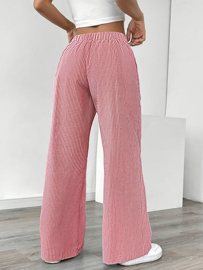 Stripe Wide Leg Pants Mid Rise ( BUY 2 GET 1 FREE)
