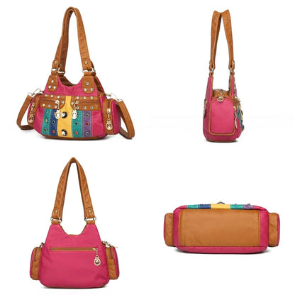 Jeweled Multi-Pocket Shoulder Bag