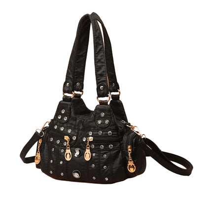 Jeweled Multi-Pocket Shoulder Bag