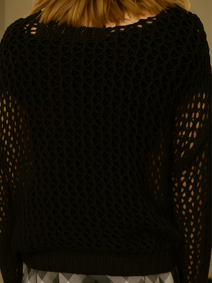 Lumachic Mixed-Mesh Cross Sweater