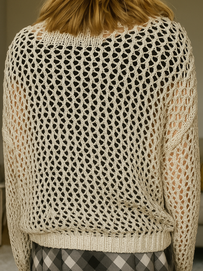 Lumachic Mixed-Mesh Cross Sweater