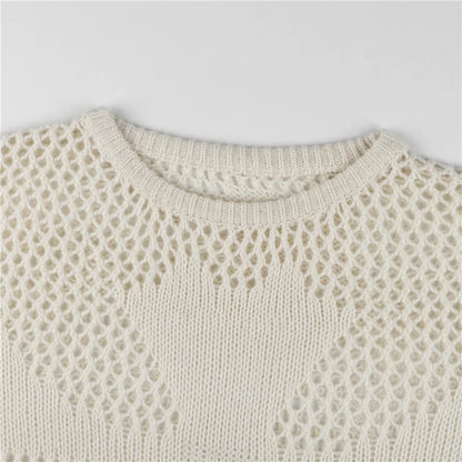 Lumachic Mixed-Mesh Cross Sweater