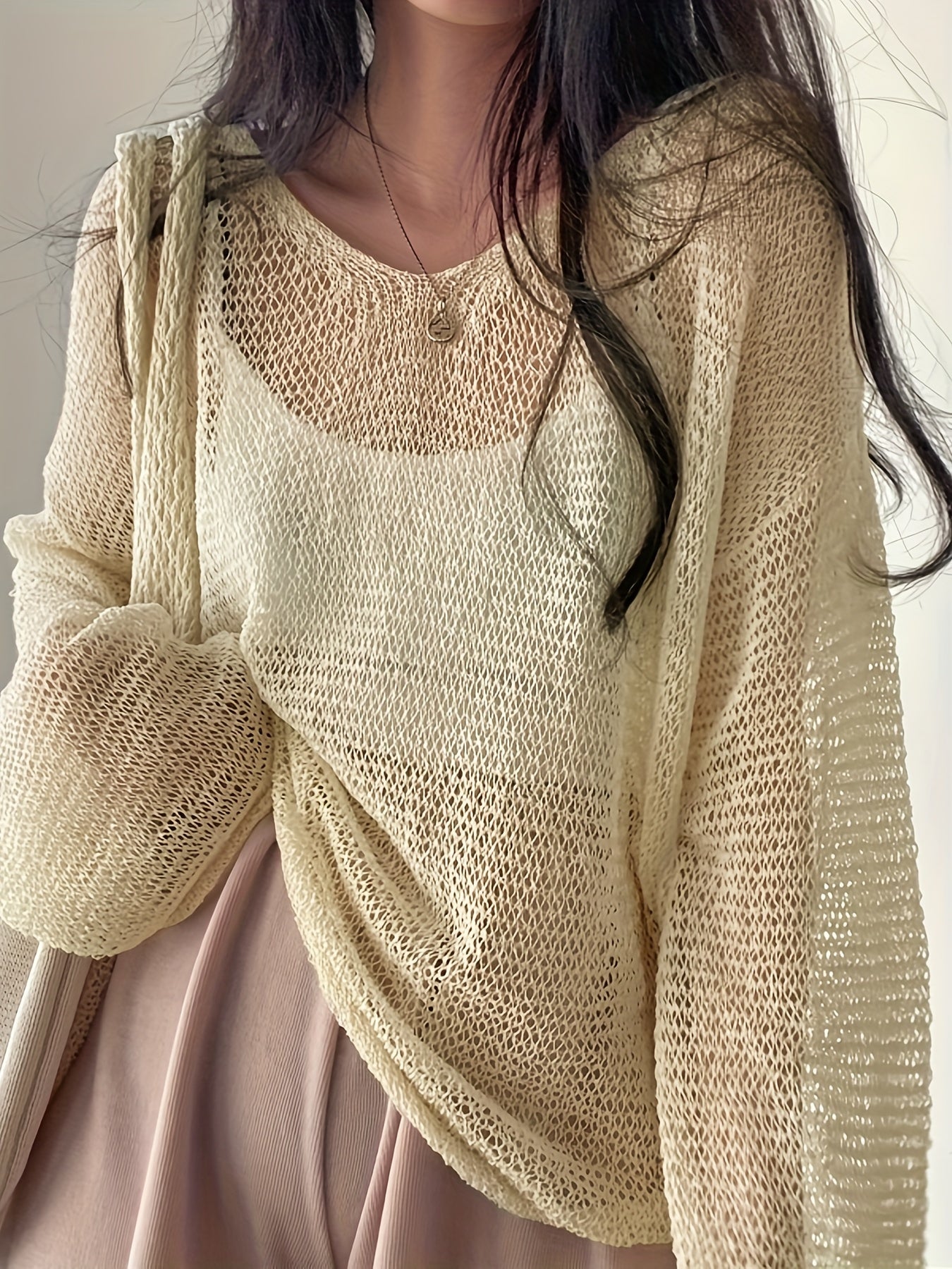 Whisperlight Mesh-Knit Pullover