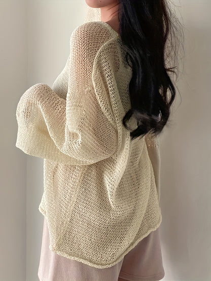 Whisperlight Knit — Airy Long-Sleeve Mesh Pullover