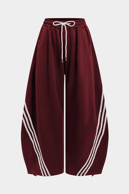 Contrast Tie-Up Barrel Trousers