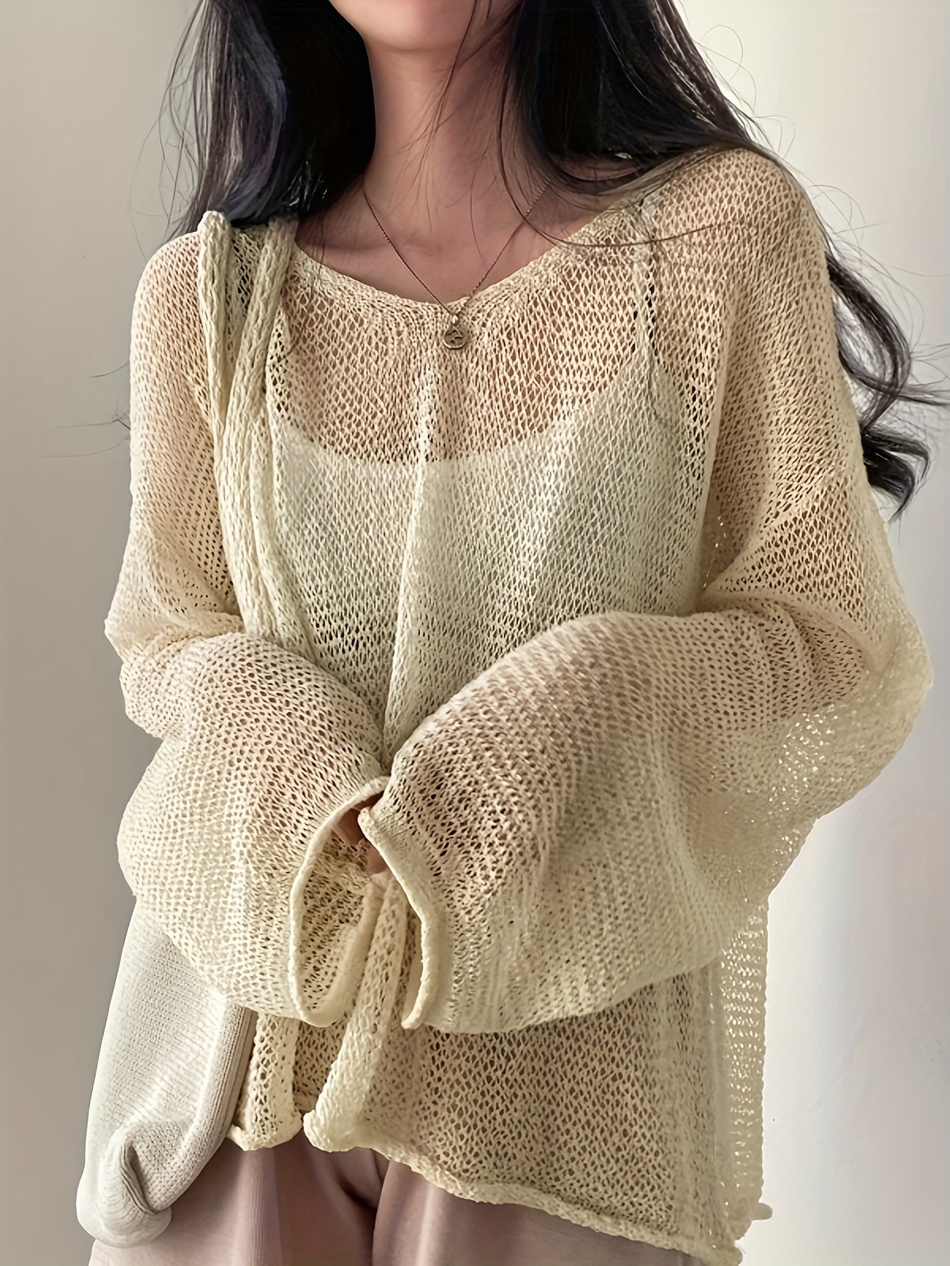 Whisperlight Mesh-Knit Pullover