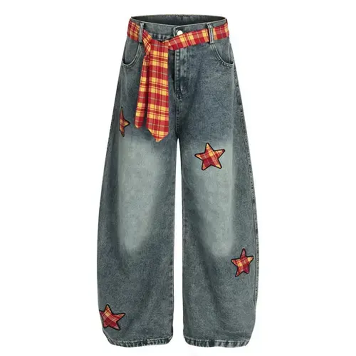 Satrs patch | Embroidered wide leg jeans