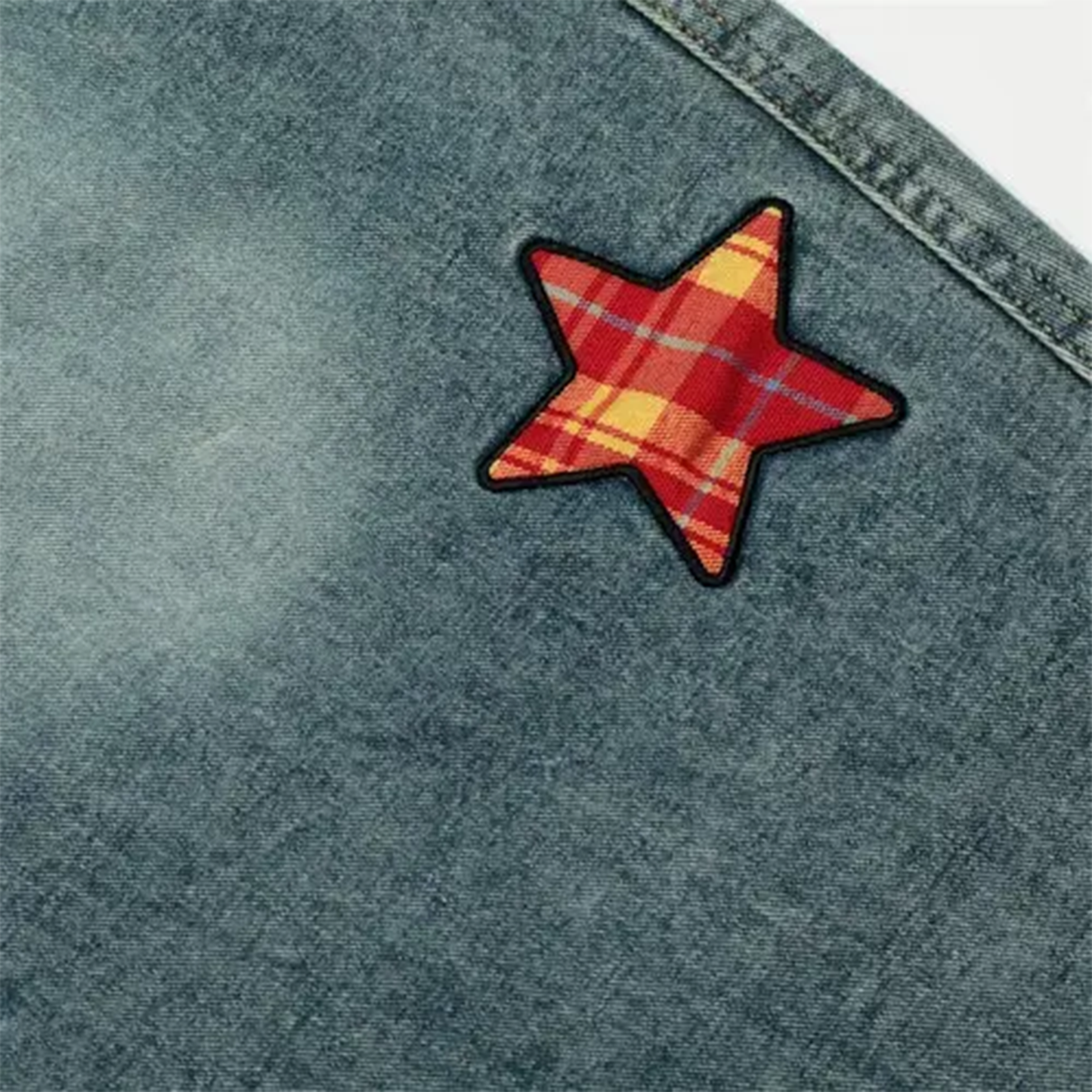 Satrs patch | Embroidered wide leg jeans