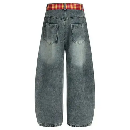 Satrs patch | Embroidered wide leg jeans